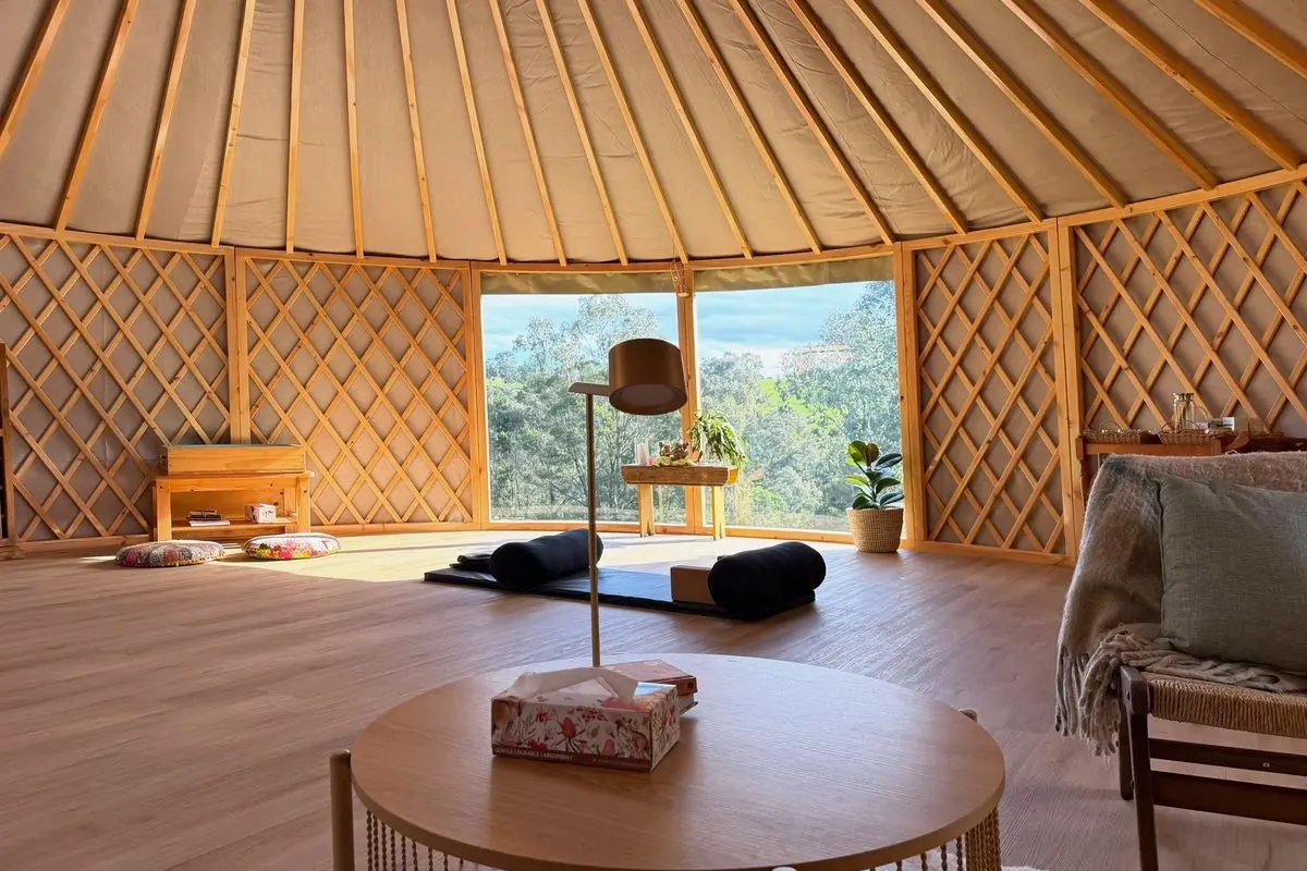 Wool felt insulation inside an ORON yurt